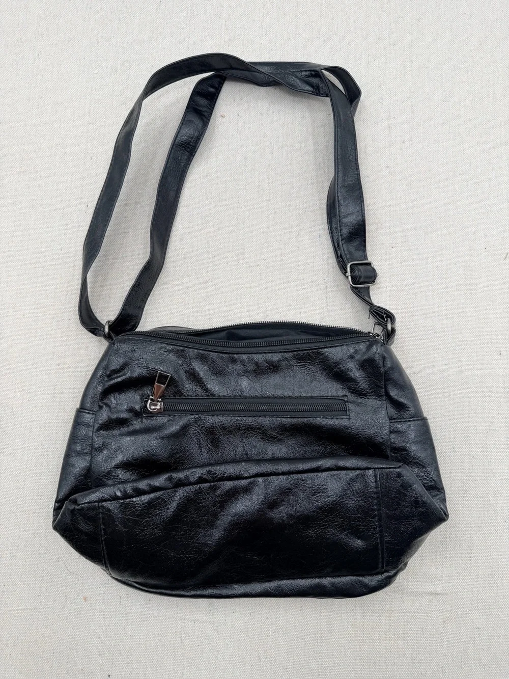 Black Multi-Zip Crossbody Shoulder Bag